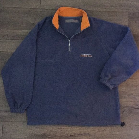 Perry Ellis Men's Navy Blue America Pullover Fleece Jacket - Picture 1 of 7